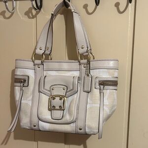 Coach The Legacy Signature A06-7551 Leather and Linen Tote